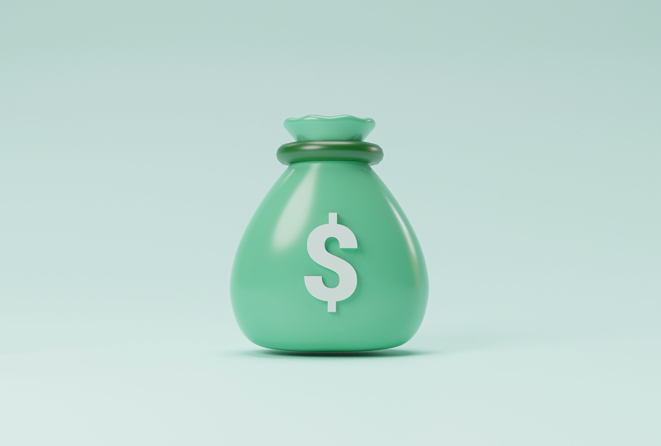 Isolate Green Dollar Money Bag Financial Saving Dividend Deposit Concept By 3d Render Illustration Scaled